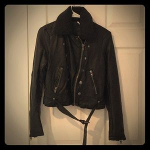 Free People Black faux Leather Jacket